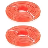 2 Rollen Rasentrimmer Faden 2,0 mm x 60m, Rasentrimmerfaden, Mähfaden 2,0mm, Trimmerschnur, Nylon Ersatz Trimmerfaden für Rasentrimmer Freischneider Fäden, Orange, 120 Meter insgesamt