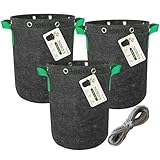 NORiVA 12L Pflanzsack 3er Set – Stofftopf & Growbag aus Filz-Vlies | Pflanzbeutel für Tomaten, Kräuter, Gemüse | Balkon, Terrasse & Garten