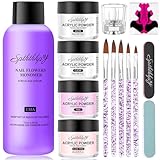 SPTHTHHPY Set Pulver und 75ml Acryl-Nagelflüssigkeit, 4 Farben Acryl Nagelset, Keine UV-Lampe erforderlich, geeignet für Anfänger und Nagelexperten