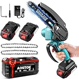 Mini Kettensäge mit Akku 4000mAh, 6 Zoll Mini Kettensäge Elektro und 2 Akku 2000mAh,21 V 800 W leistungsstarker Motor, Handkettensäge Akku für Gartenscheren Astschere Holzschneidenz