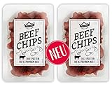 Craftsman Beef Chips | hauchdünn geräuchertes Rindfleisch | Proteinreiches Trockenfleisch | 100% Rind | knusprige Beef Jerky Chips für Party | Meat Snack to Go | Glutenfrei (2 Packungen)