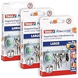 tesa Powerstrips Large im 3er Pack - Doppelseitige Klebestreifen zur Montage von Gegenständen auf glatten Oberflächen - Bis zu 2 kg Halteleistung - insgesamt 30 Powerstrips Weiß