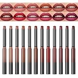 Mrettick 12 Farben Matte Lippenstift Nude Lippenstift, Antihaftbecher nicht verblassen nicht trocknende wasserdichte langlebige Lippenstifte, Frauen Make-up Samt kosmetische Lippenstifte