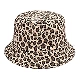 VJUYSW Leopardenmuster Fischerhut, Bucket Hat, Damenhut, Sonnenhut Herren, Reversibel Fischerhüte, Anglerhut, Faltbar Freizeithut, für Damen und Herren, Urlaub, Wandern, Camping, Einkaufen