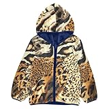 Anantty Kinder-Kapuzenmantel, wilder Tiger, Leopardenmuster, Fleece-Jacke, Winter, warmes Sweatshirt, Outwear für 3–10 Jahre, Mädchen und Jungen