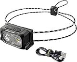 Nitecore Stirnlampe NU21, leicht, USB-C-aufladbare LED Kopflampe, 360 Lumen, 58 m Leuchtweite, Rotlicht für Nachtsicht, schwarz