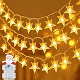 aifulo Lichterkette Sterne, 6M 40 LED Lichterkette Batterie mit Timer (6 Stunden AN | 18 Stunden AUS), IP65 Wasserdicht Warmweiß Ramadan Lichterkette Außen Innen für Eid Mubarak Deko Hochzeit Party