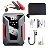 Starthilfe Powerbank Auto 28000mAh 150PSI Reifen Inflator Mit LED Taschenlampe,Dual USB Ausgang, Für 12V-Fahrzeuge Batterie Starter SUV Motorrad ATV Rasenmäher (A)