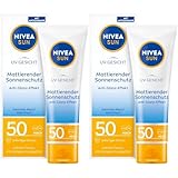 NIVEA SUN UV Gesicht Mattierender Sonnenschutz LSF 50 (50 ml), nicht fettende Sonnencreme für das Gesicht, sofort wirksame Sonnenmilch mit leichter Textur (Packung mit 2)