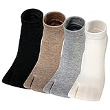 Tabi Socken Damen Flip Flop Zehensocken Baumwolle Geta Socken Kurze Zwei-ZehenSocken Japanische Stil Bunt Lustig Sakura-Muster Größe 35-41 (4 paare-Einfarbig)