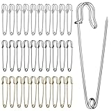 Deudy 30 Stück DREI Farben Extragroß Sicherheitsnadel Sicherheitsnadeln Set, Metall Sicherheitsnadeln verschiedenen größen für handarbeiten, Kleidung kunsthandwerk, schmuck und DIY Handwerk- 75mm