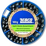 Zebco Bleischrot-Sortiment grob - 100g Spaltbleie für Posenmontagen, Klemmbleie für Friedfischposen & Forellenposen, Angelbleie zum Austarieren von Posen