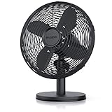 Brandson - Tischventilator Design Retro - Ventilator mit 3 Geschwindigkeitsstufen - mobiler Lüfter - Oszillation 80°, Neigungswinkel ca. 40° - Robustes Voll-Metallgehäuse - Blackline