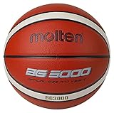 Molten BG3000 Basketball, für drinnen und draußen, Kunstleder, Größe 6, orange/elfenbeinfarben, geeignet für Jungen im Alter von 12, 13, 14 und Mädchen im Alter von 14 und Erwachsene, 32