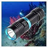 Tauchlampe, Gelblicht wasserdicht IPX8. Unterwasser 80m Tauchtaucher-Taschenlampe Fackel XM-L2 LED Weiße Lichtlampe,Tauchausrüstung(RED,D PACKAGE_YELLOW LIGHT)