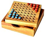 Knobelholz Halma Box for 2 Spieler Strategiespiel China Checker als Rechteck Version das original Halma Reisespiel, Brettspiel, Unterhaltungsspiel, Kinderspiel