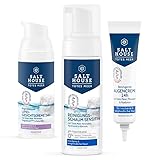 SALTHOUSE Gesichtspflege-Set für sehr trockene & empfindliche Haut bestehend aus Reinigungsschaum Sensitiv (150ml) + Lipid-Gesichtscreme 24h (50ml) + Beruhigende Augencreme 24h (15ml)