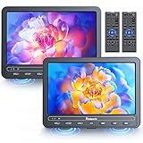 NAVISKAUTO Tragbarer 10,5 Zoll 2 DVD Player Auto Mit HDMI IN Eingebauter 5000 mAh Akku, Auto Fernseher TV Für Kinder DVD-Player 2 Monitore Kopfstütze Unterstützt USB/SD-Karte Last Memory