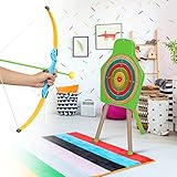 DDMINE Pfeil und Bogen für Kinder, Spielzeug, Bogenschießen-Set mit 2 Bögen und 6 Pfeilen mit Saugnapf, Score-Ziel, Bogenschieß-Set für das Spiel im Freien im Innenbereich, über 6 Jahre