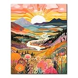 YALKIN Malen Nach Zahlen Erwachsene, Paint by Numbers Malen Nach Zahlen, DIY Landschaft mit Pinseln und Acrylfarben Handgemalt Ölgemälde Leinwand für Home Decor, Ohne Rahmen (40x50cm)