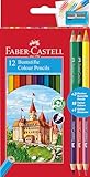 Faber-Castell 110312 - Buntstifte Set für Kinder und Erwachsene, 15-teilig, bruchsicher, inkl. 3 Bicolour Buntstifte und 1 Spitzer