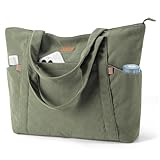 Lekespring Cord Tasche Damen, Groß Tote Bag Strandtasche mit Reißverschluss, Shopper Tasche Damen Laptoptasche mit 17 Zoll Laptopfach, Elegant Handtasche Umhängetasche für Arbeit Schule Gym-Grün