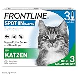 FRONTLINE Spot ON Katze gegen Zecken, Flöhe & Haarlinge (für Jede Größe & Gewicht) - 3X Pipetten für bis zu 3 Monate Schutz - wasserfest
