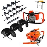 Motorbohrer mit Verbrennungsmotor 62 cc 5,2 PS Benzin-Mischung: Demon-Öl mit 3 Spitzen Ø100 mm, 150 mm, 200 mm + Verlängerung Erdbohrer Gartenbohrer Motor