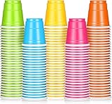 LATERN 200 Stück Mehrfarbige Schnapsgläser, 60ml Plastik Schnapsbecher Wiederverwendbare Jelly Shots Probebecher für Geburtstag Hochzeit Weihnachten Snack Junggesellinnenabschied (5cm x 5cm, 5 Farben)