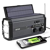 MILFECH Solar Radio, AM/FM Kurbelradio Tragbar Notfallradio mit 5000mAh Wiederaufladbare Batterie, 3 Modi LED Taschenlampe, LED Leselampe, SOS Alarm und Handkurbel Dynamo für Camping, Reisen (Schwarz)