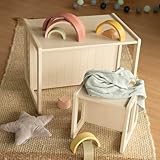 roba Sitzbank für Kinder im Landhausstil - Bank zum Wenden mit 2 Sitzhöhen - als Kindertisch verwendbar - Holz beige/Cashmere