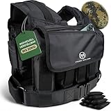 PURE MAJIN Gewichtsweste [mit Tasche] verstellbar bis 20kg | Fitness Workout Calisthenics Krafttraining Laufen Crosstraining Gym Weighted Vest Trainingsweste Laufweste Equipment - Schwarz