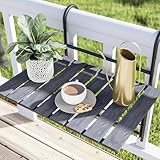 [en.casa] Balkonhängetisch Petäjävesi Balkontisch klappbar Balkon Beistelltisch hängend Holz Hängetisch für Balkongeländer 60 x 40 x 58 cm Grau strukturiert