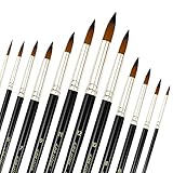 12 Stück Nylon Pinsel Künstlerpinsel Pinsel Set Malen Nylonhaar Künstler Acrylpinsel für Aquarell Acryl Ölgemälde Schwarz