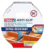 tesa Anti-Rutschband - Rutschfestes Klebeband für innen und außen - Für Treppen, Leitern und glatte Böden - Transparent - 5 m x 25 mm