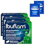 Ibuflam® akut 400 mg Schmerztabletten bei Schmerzen und Fieber | 3x50 Stück Filmtabletten + 2 Augenpads ON TOP | Schnelle Schmerzlinderung und Fiebersenkung mit Ibuprofen | Ibu 400 mg