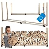 MODO24 Kaminholzregal, Holzunterstand, stabiler Brennholzständer aus massivem Holz, Brennholzregal & Holzlager für Garten, Terrasse & Außenbereich, Kaminholz Aufbewahrung, Abmessungen: 120x232x40 cm