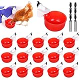 16 Stücke DIY Hühnerwasserbecher Hühnerwasserspender, Automatische Hühnertränke mit Bohrmaschine, Wassertränke Hühner, Automatische Geflügeltränke Set für Geflügel wie Hühner Enten Gänse Truthähne