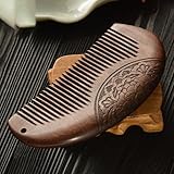 MINGZE Holzkamm Haarkamm, natürliches antistatisches Sandelholz hölzernes Haar Kamm, doppelseitiger geschnitzter Sandelholzkamm (12-1)