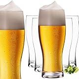 PLATINUX Biergläser 500ml (max. 640ml) aus Glas Set 6-Teilig Bierseidel Weizengläser hohes Bierglas 0,5L