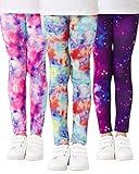 Adorel Mädchen Leggings Lang Hosen Sternenhimmel Bunt 3er-Pack 122-128 EU (Herstellergröße 70)