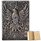 Notizbuch zum Schreiben von Tagebuch aus geprägtem Leder – mittelgroße Frauen aus ungefüttertem Papier, gefüttertes Papier mit täglichem Notizblock | Reise-Notizblock mit festem Einband, gewonnene