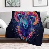 ZiegeSofadecke Couchdecke Fleecedecke Wohndecken 3D Druck Exotischer Stil Tagesdecke Weichen Flauschig Kuscheldecke Bett Decken Flauschig Warm for Erwachsene Kinder 70x80inch(180x200cm)