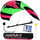 Wolkenstürmer® Paraflex Trainer 3-Leiner Lenkmatte 2.3 (neonpink) - Flugfertiger Kite Drachen 230cm mit Trainerbar - Trainer Kite & Windtrainer