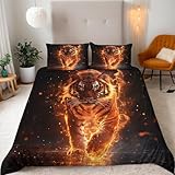 Bettwäsche 135x200 Bettbezug Ver Jahreszeiten Bettwäsche-Sets Tiger Muster Weich Hypoallergen Baby Bettwäsche Set mit 2 Kissenbezüge 80x80 cm, Geeignet für Jungen Mädchen Kinder