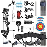 ZSHJGJR Compoundbogen Set Bogenset für Bogenschießen Sportbogen Verstellbarer Jagd Compoundbogenset 30-55 lbs 310fps Jagdausrüstung mit Komplettes Zubehör Kit (Schwarz, Rechtshänder)