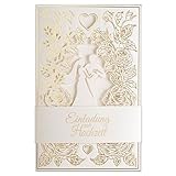 Art Nuvo Hochzeitseinladungen-20 St.130x205mm, Mit Bedruckbaren Einlagen Und Umschlägen Für Hochzeit, Lasergeschnitten,Mit Goldfolie Veredelt.Gepresstes Muster Mit Eingravierten Aufschriften ZAP_DE_09