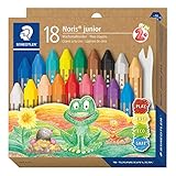 STAEDTLER Wachsmalkreide Noris junior 224, perfekt für kleine Kinderhände, extra bruchsicher, Etui mit 18 Farben, 224 C18