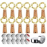 Flaschenlicht 12 Stück, 20 LED Flaschenlichterkette Korken, Flaschenlicht Mit 12 Ersatzbatterien (LR44), 2M Flaschen Lichterkette, Warmweiß Flaschenlicht Korken, Lichterkette Flasche für Flasche DIY