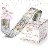 chiazllta 3 Stück Einhorn Geburtstag Spardose für Bargeld Pull Happy Birthday Geld Ziehbox mit Grußkarte DIY Überraschung Geld Rolle Geschenkbox Ausziehset für Mädchen Geburtstag Party Dekoration